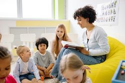 Teachers teaching a preschool class room