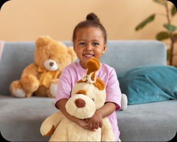 Little girl with dog