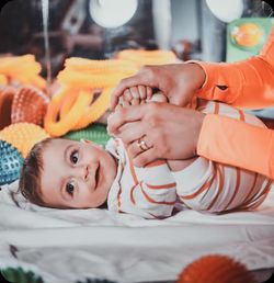 infant on bed