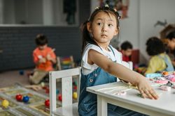 Toddler doing arts and craft